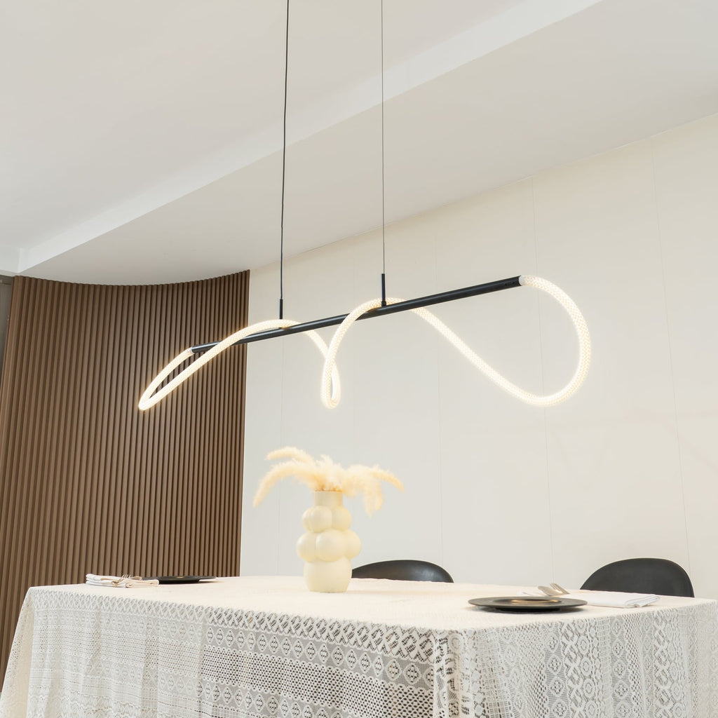 Bakside av LED pendellampe Kisune svart/hvit 120 cm