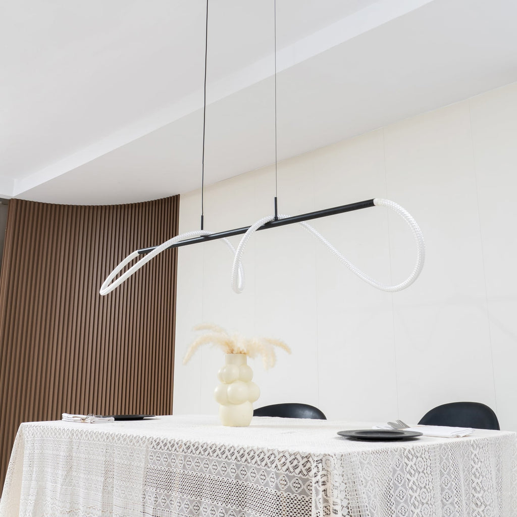 Detalj av LED pendellampe Kisune svart/hvit 120 cm