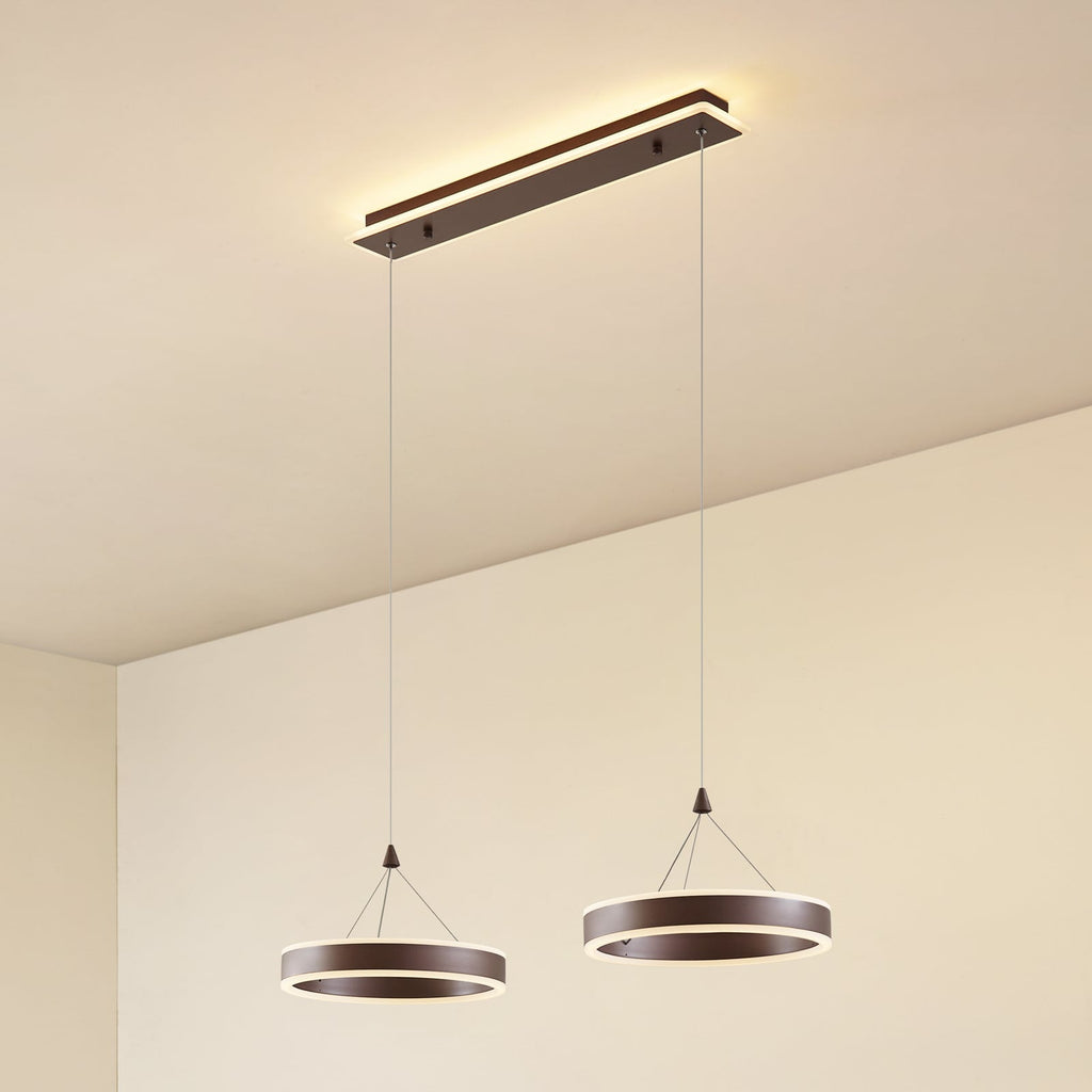 LED pendellampe Kolo 2-lys brun dimbar 86 cm forfra