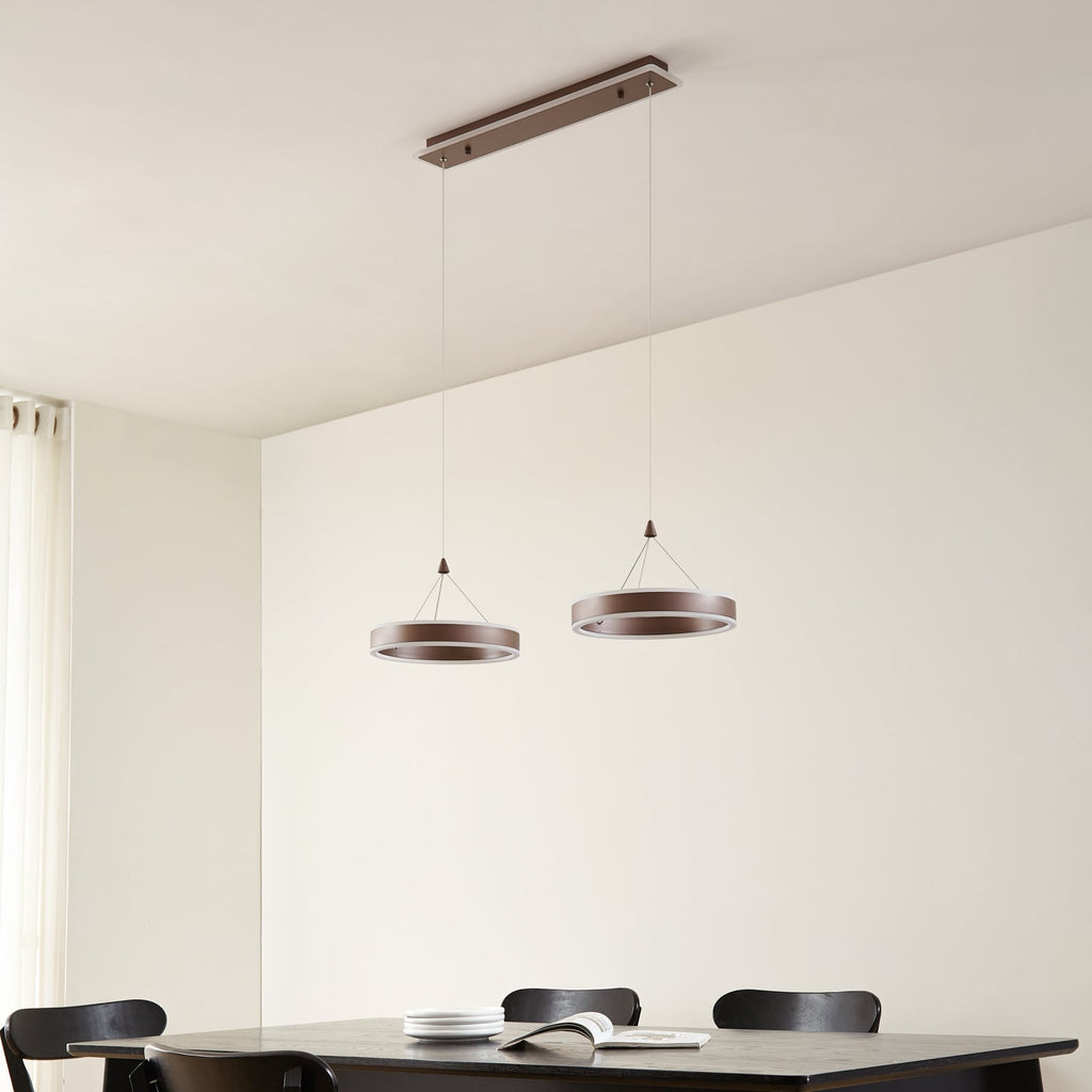 LED pendellampe Kolo 2-lys brun dimbar 86 cm detalj