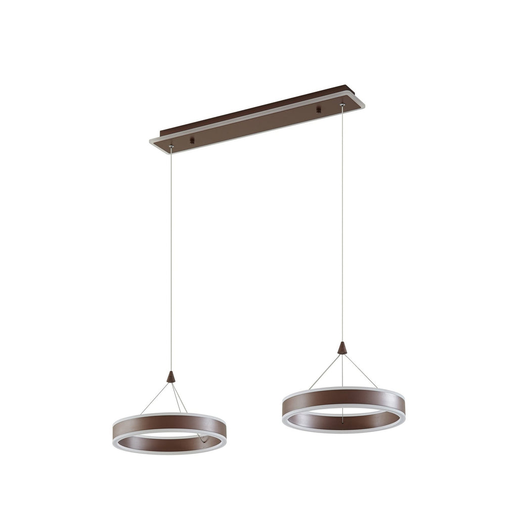 LED pendellampe Kolo 2-lys brun dimbar 86 cm montert