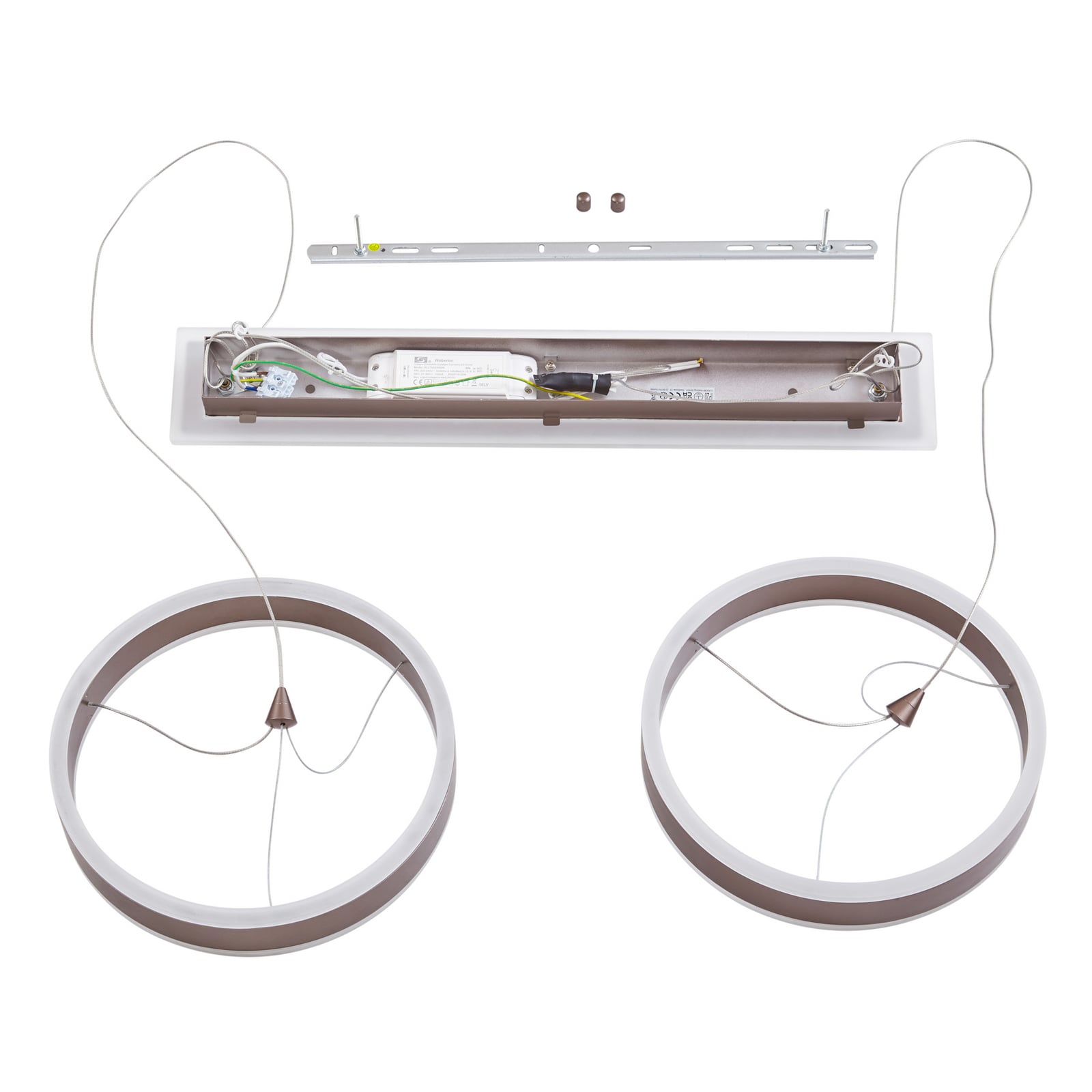 LED pendellampe Kolo 2-lys brun dimbar 86 cm lysdetalj