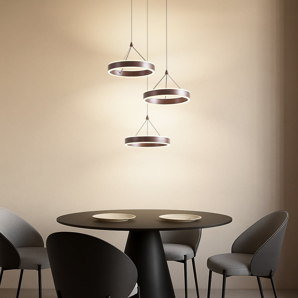 LED pendellampe Kolo 3-lys brun dimbar bakside