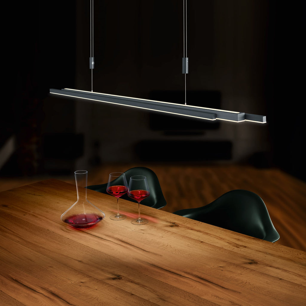 LED pendellampe L-lightLINE Zigbee opp/ned antrasitt dimbar forfra