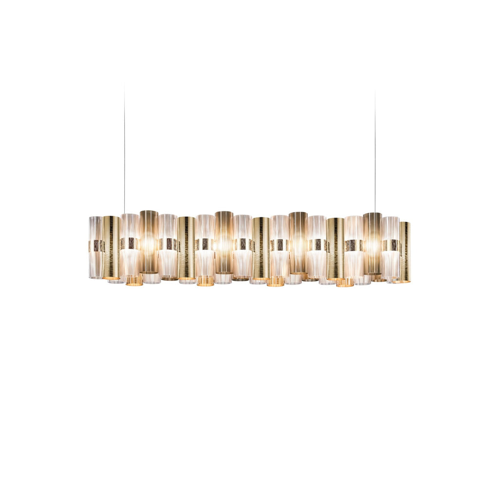 LED pendellampe La Lollo gullfarget 142 cm detalj av Lentiflex materiale