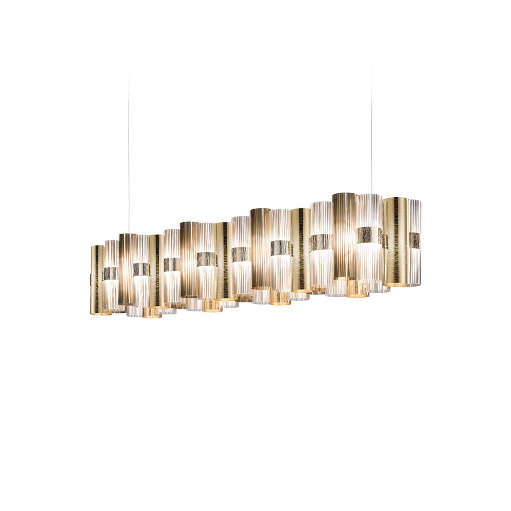 LED pendellampe La Lollo gullfarget 142 cm montert i rom