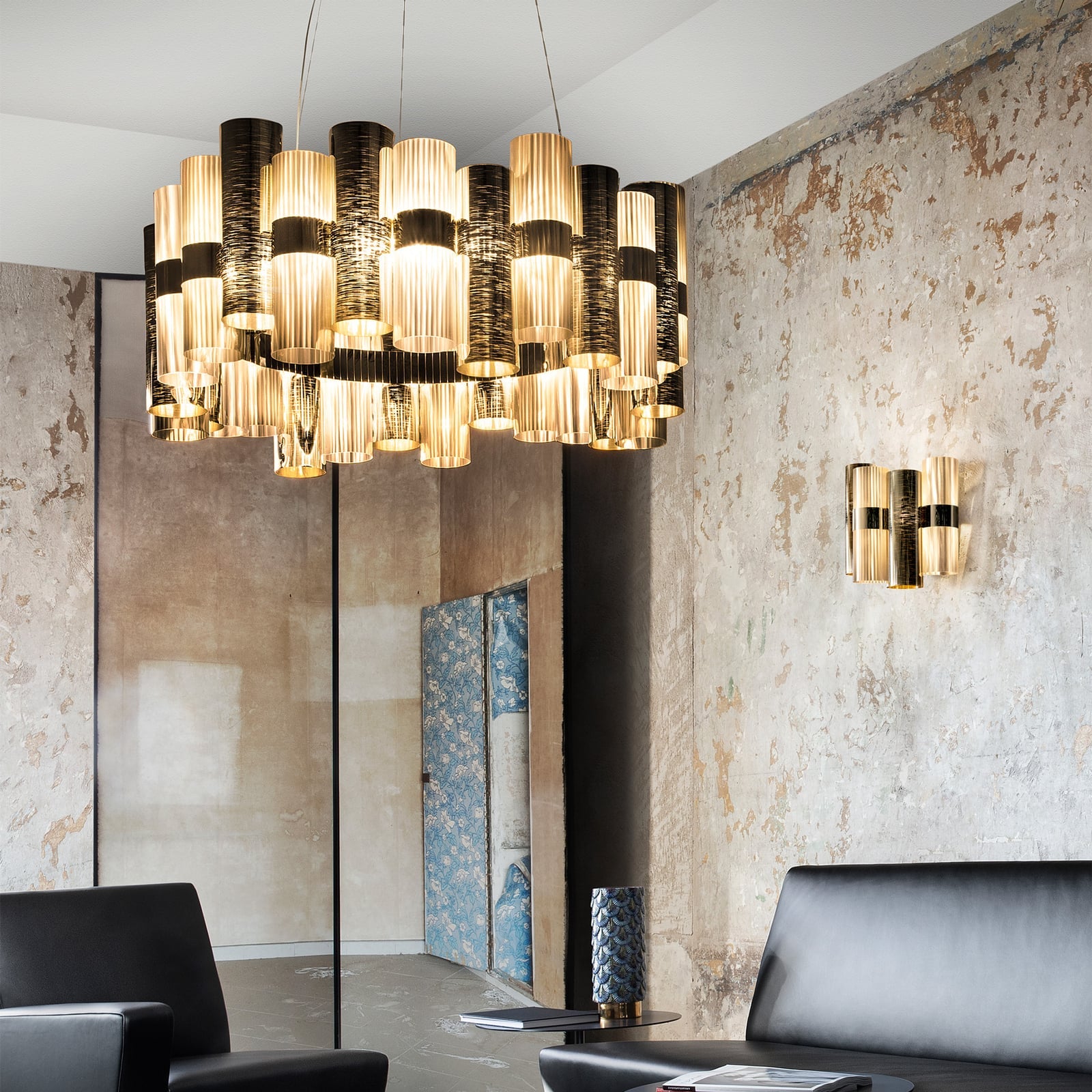 LED pendellampe La Lollo L polymer gull Ø80 cm bakside