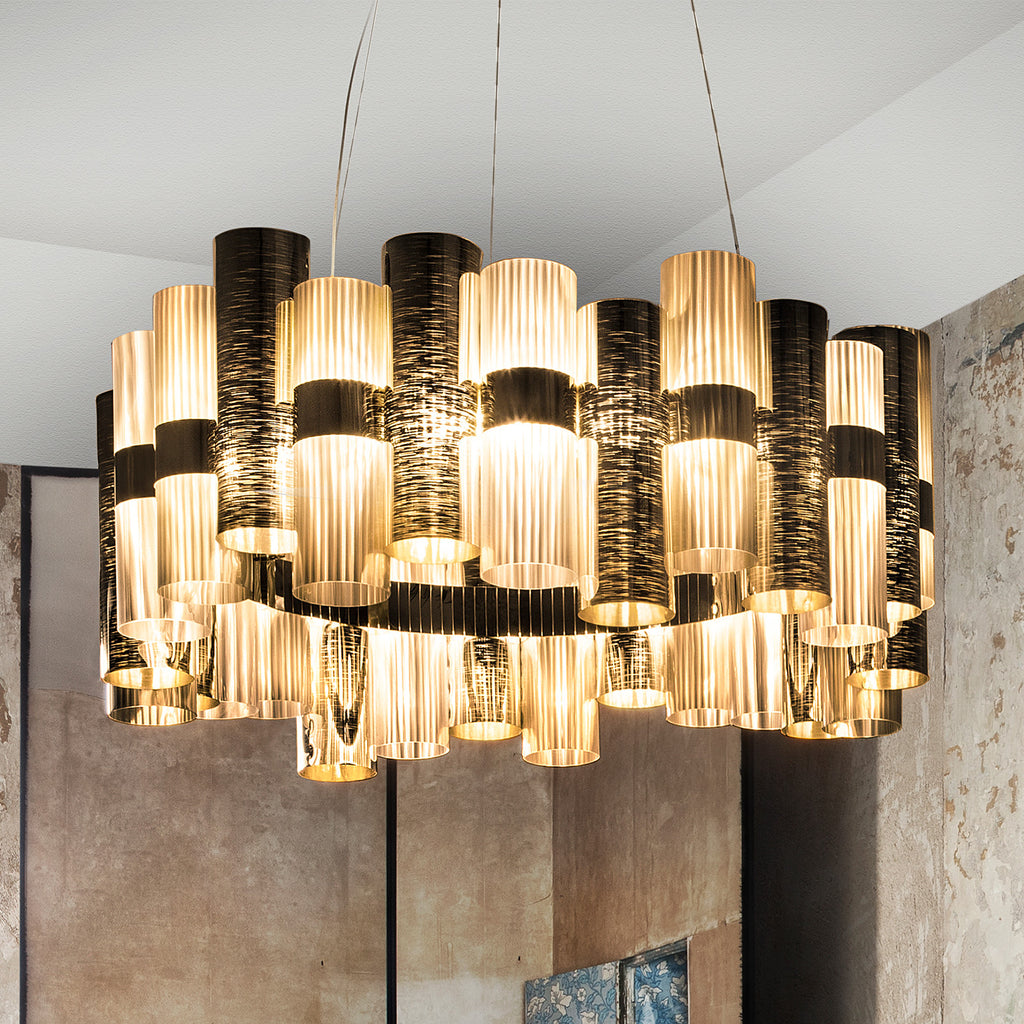 LED pendellampe La Lollo L polymer gull Ø80 cm forfra