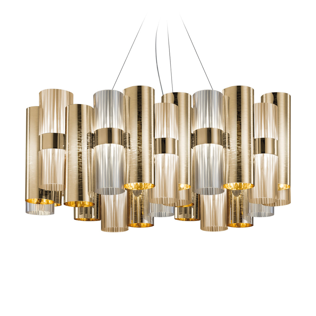 LED pendellampe La Lollo L polymer gull Ø80 cm montert