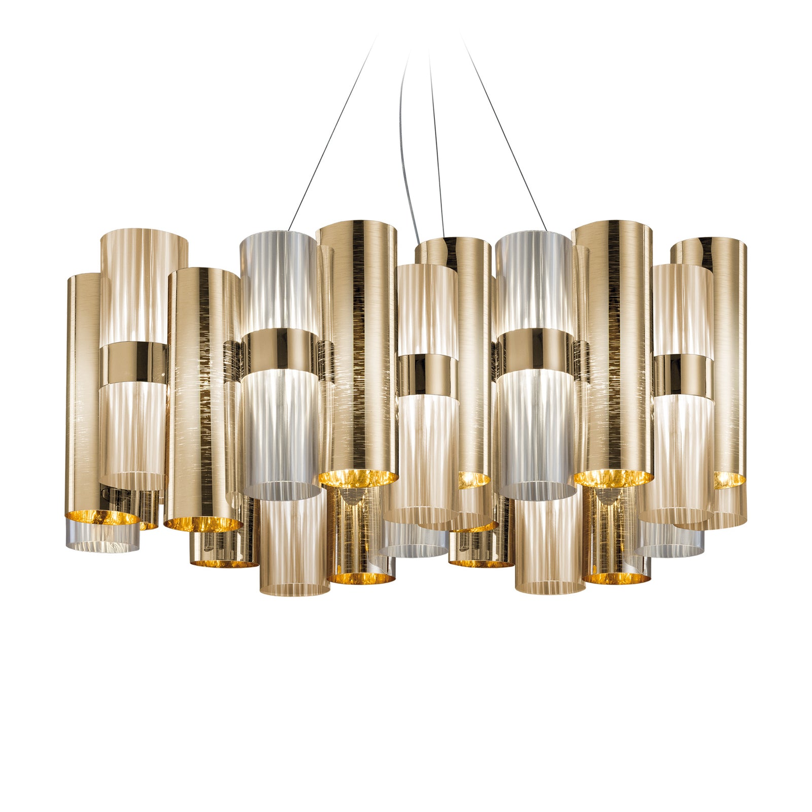 LED pendellampe La Lollo L polymer gull Ø80 cm montert