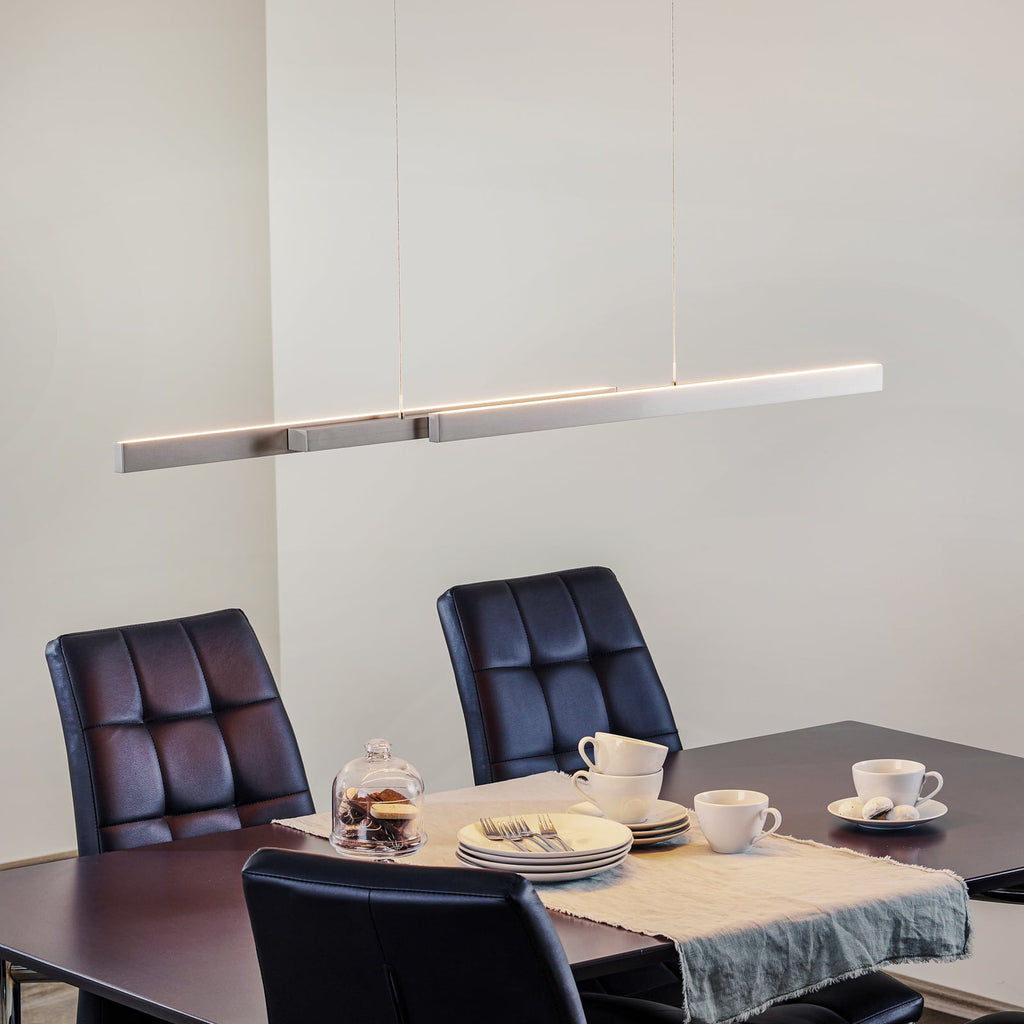LED pendellampe Lara matt nikkel 134 cm dimbar foran