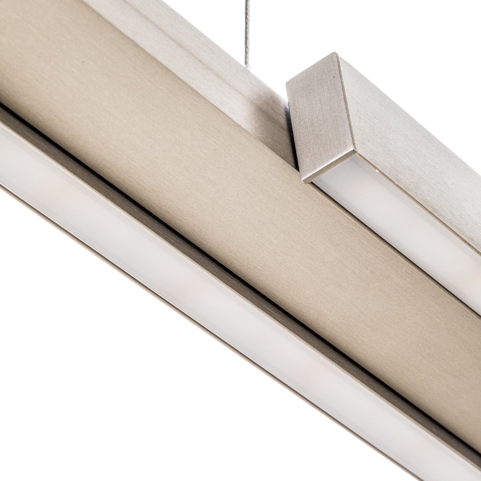 Lysfordeling LED pendellampe Lara matt nikkel 134 cm dimbar