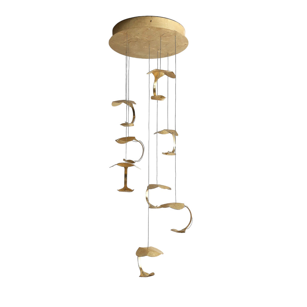 LED pendellampe Le Gigine 8-lys bladgull dimbar detalj