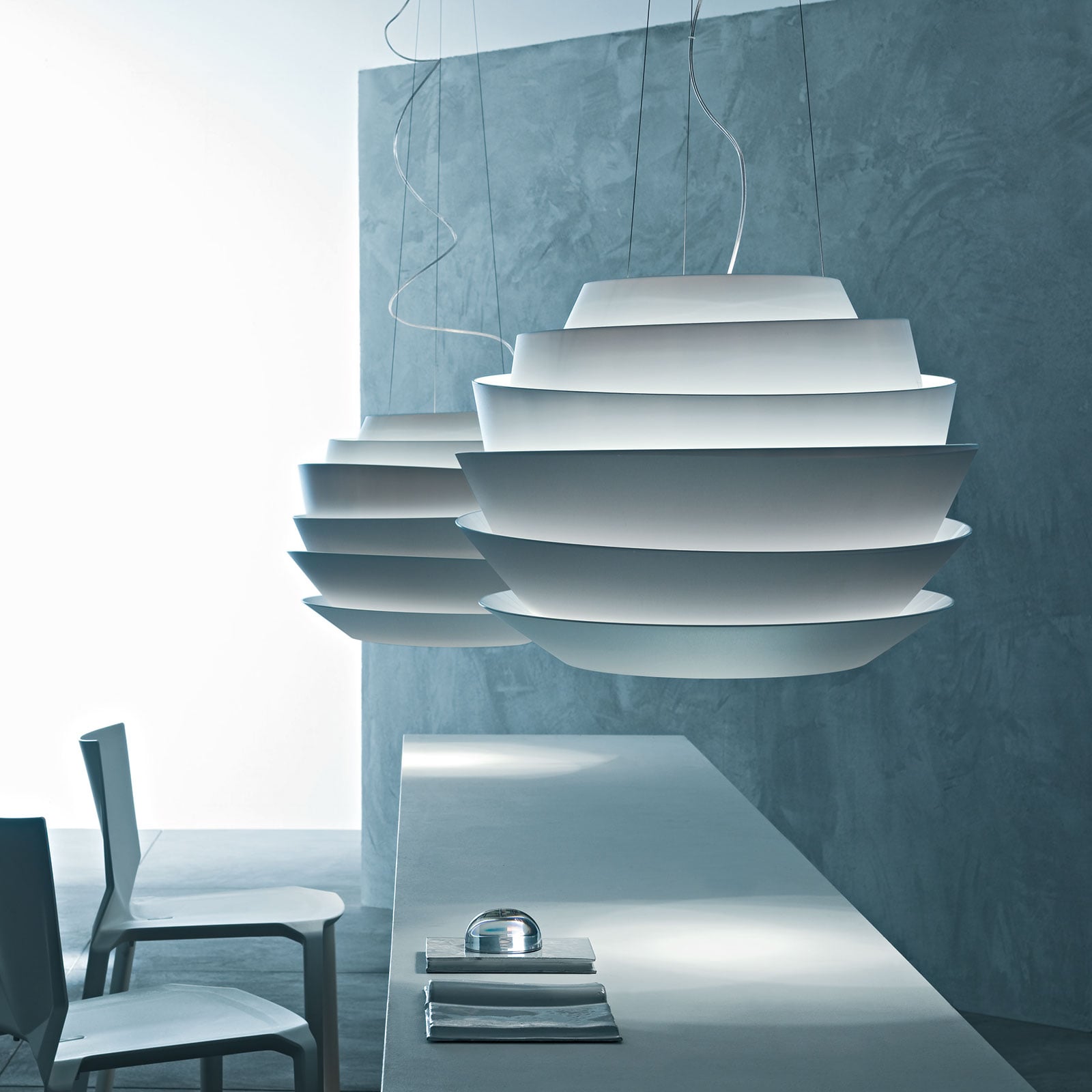 LED pendellampe Le Soleil hvit dimbar DALI Ø62 cm bakside