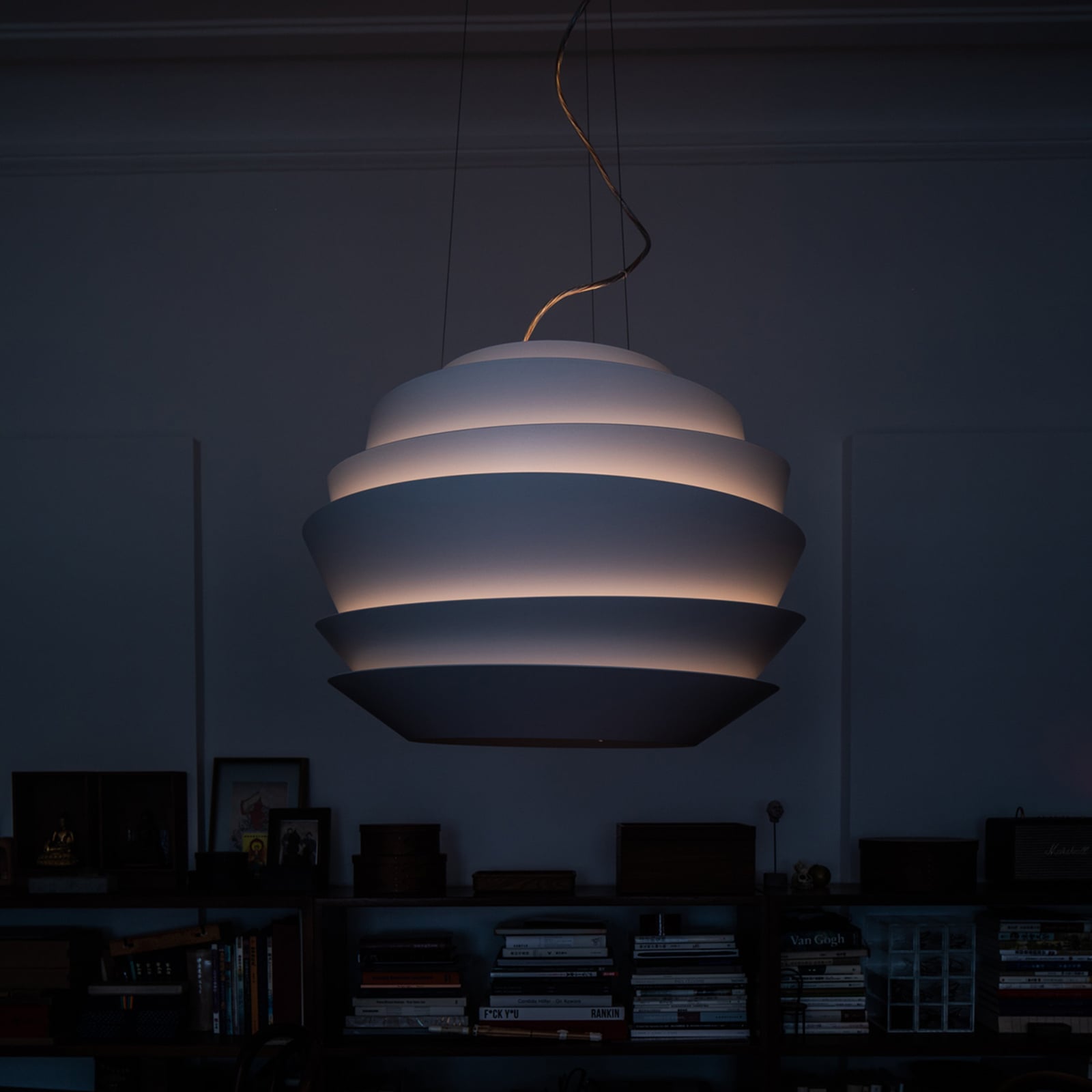 LED pendellampe Le Soleil hvit dimbar DALI Ø62 cm sideprofil