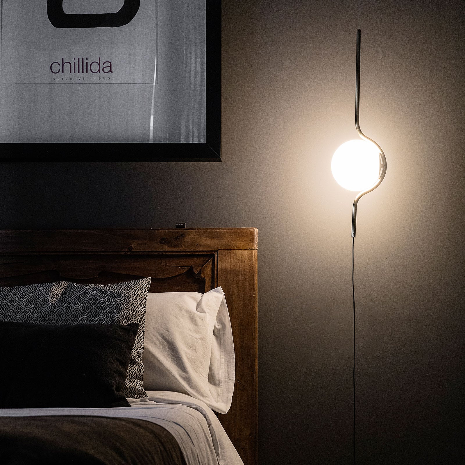 Nærbilde av opalglass på LED pendellampe Le Vita gull