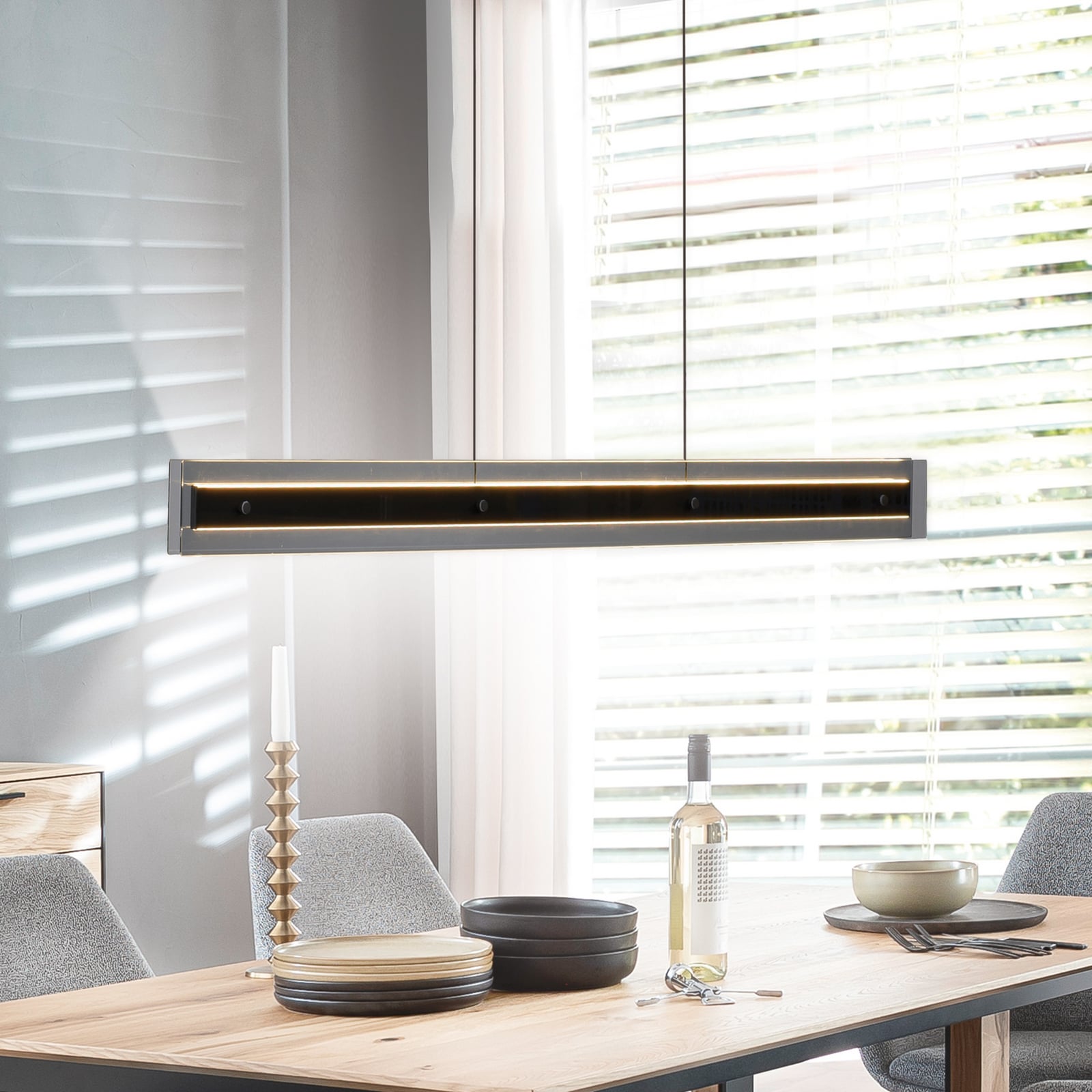 LED pendellampe Lena svart dimbar 105 cm forfra
