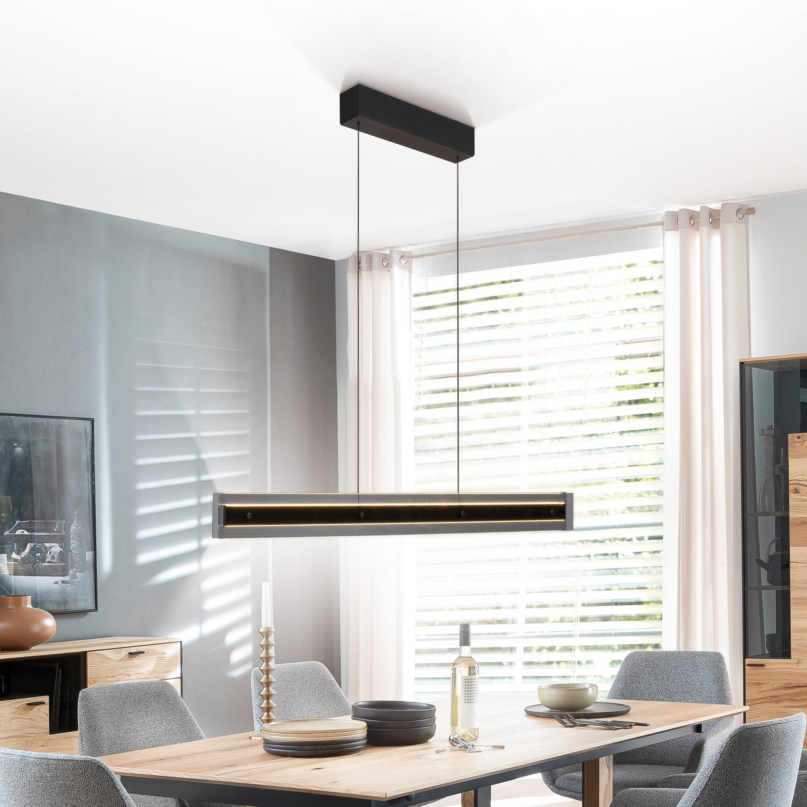 LED pendellampe Lena svart dimbar 105 cm bakside