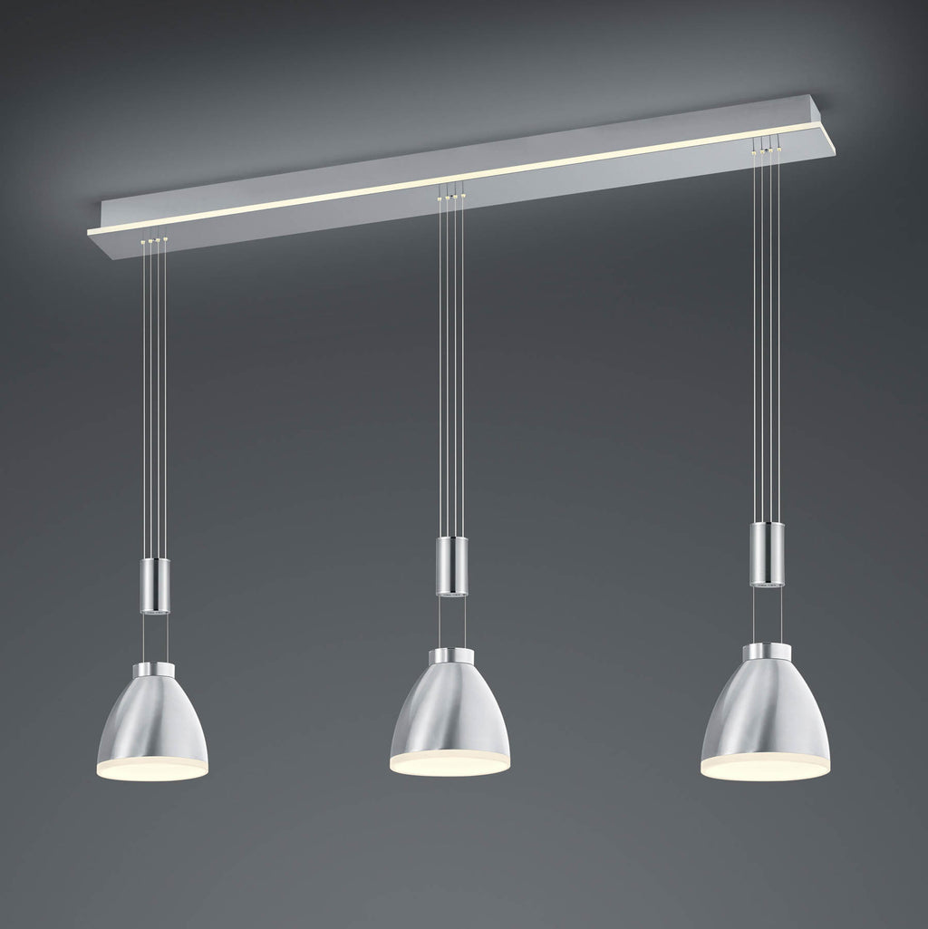 LED pendellampe Leni 3-lys matt nikkel forfra