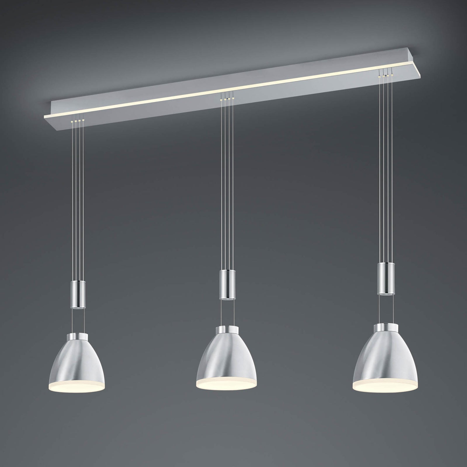 LED pendellampe Leni 3-lys matt nikkel forfra
