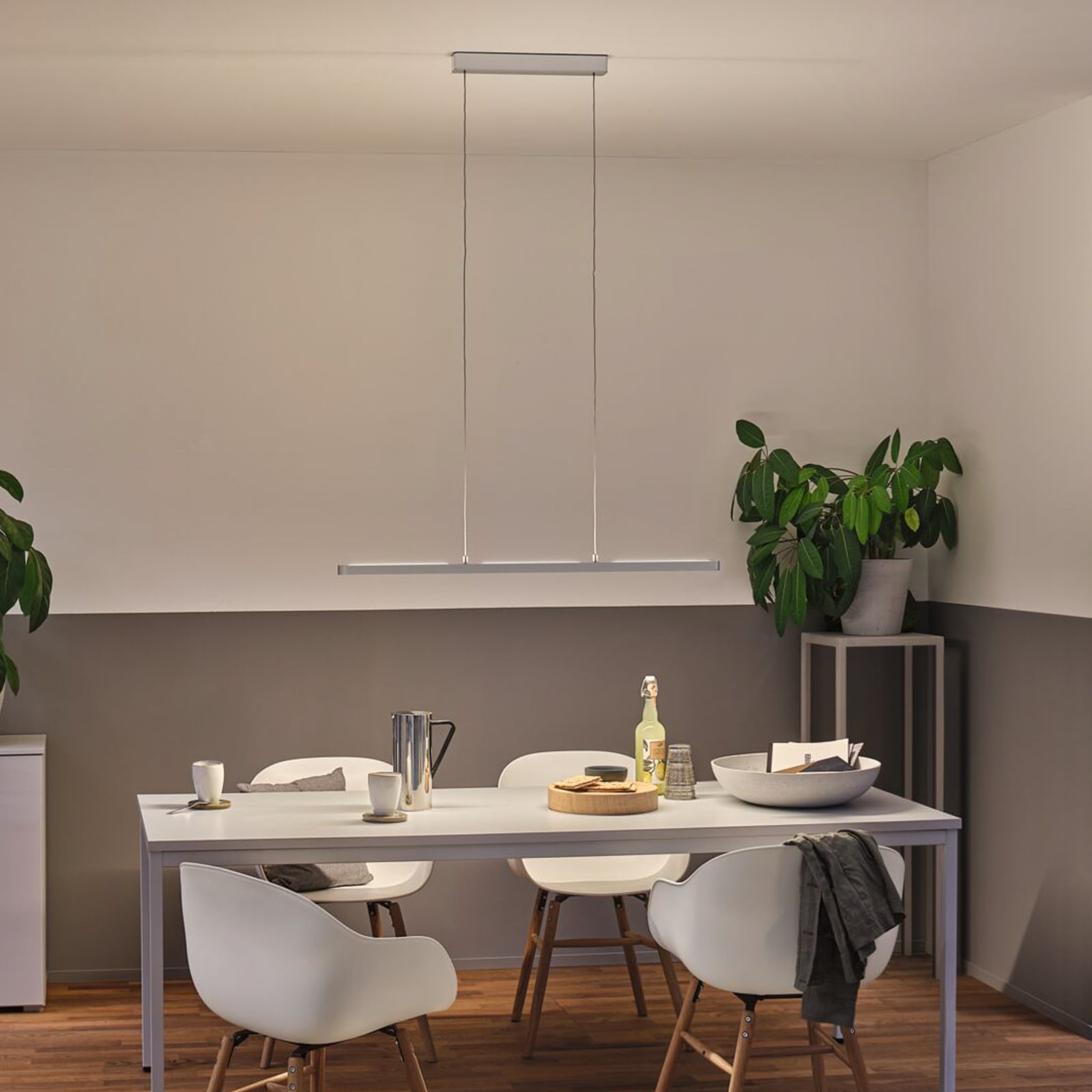 LED pendellampe Lento dimbar krom CCT Zigbee 100 cm forfra