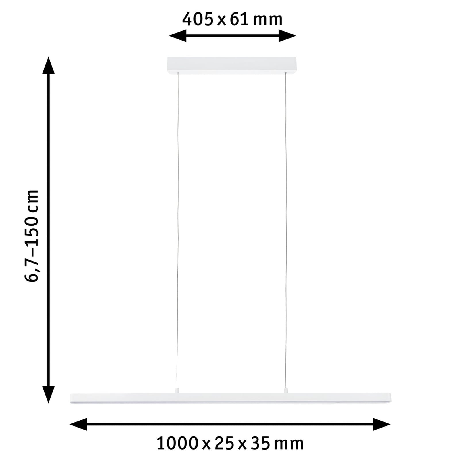 Detalj av LED-pendellampe Lento ZigBee CCT dimbar hvit 100 cm