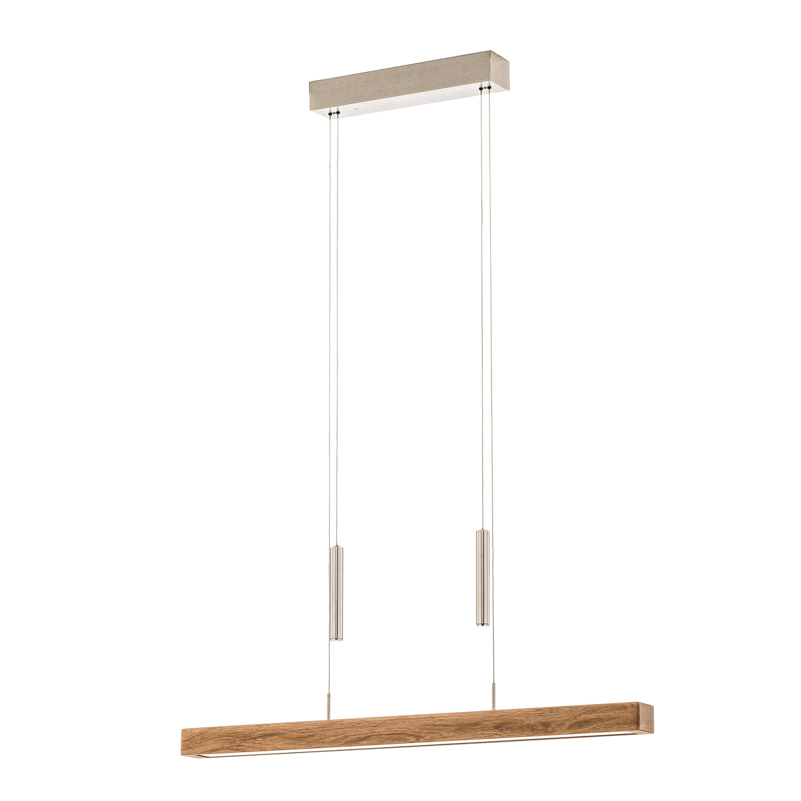 LED pendellampe Leonora Down dimbar eik 85 cm CCT montert over spisebord