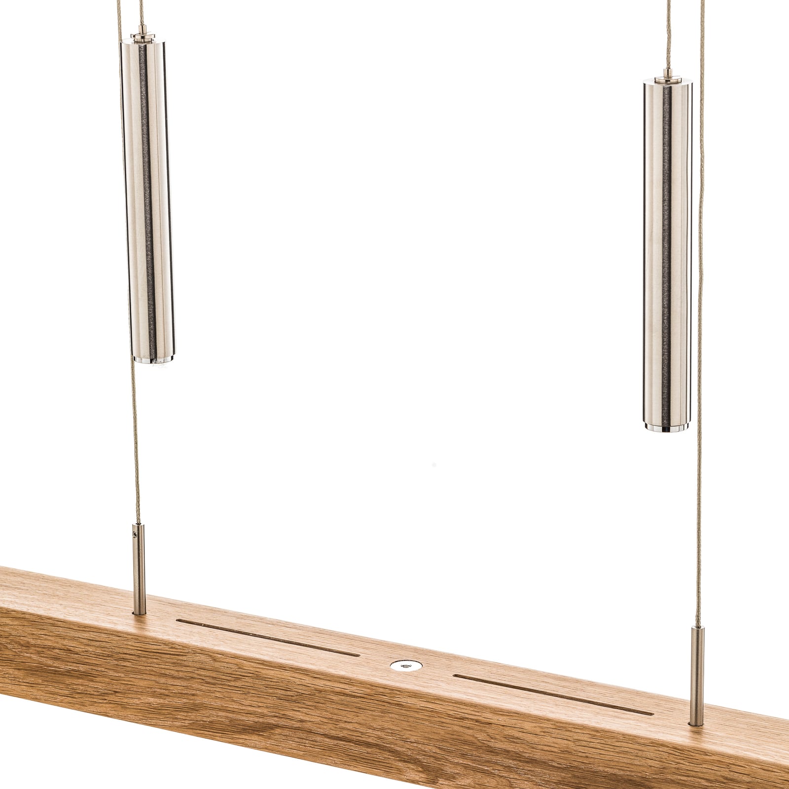LED pendellampe Leonora Down dimbar eik 85 cm CCT nærbilde av tastdimmer