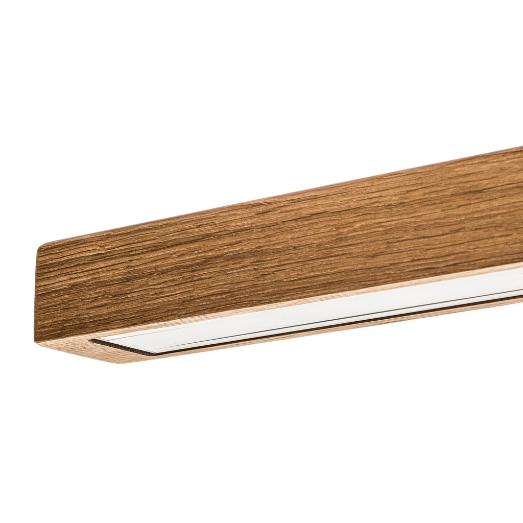 LED pendellampe Leonora opp/ned dimbar massivtre 160 cm eik nærbilde av lys