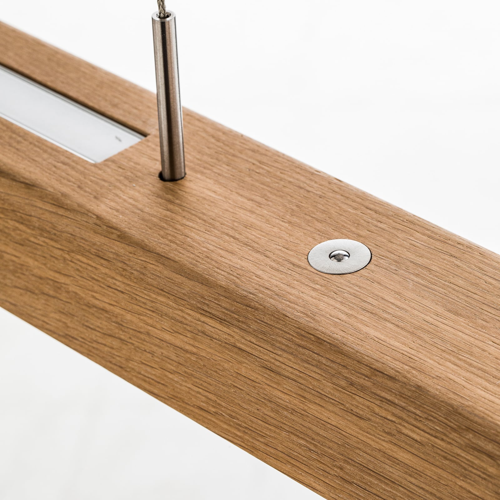 LED pendellampe Leonora opp/ned dimbar massivtre 160 cm eik bryter og dimmer