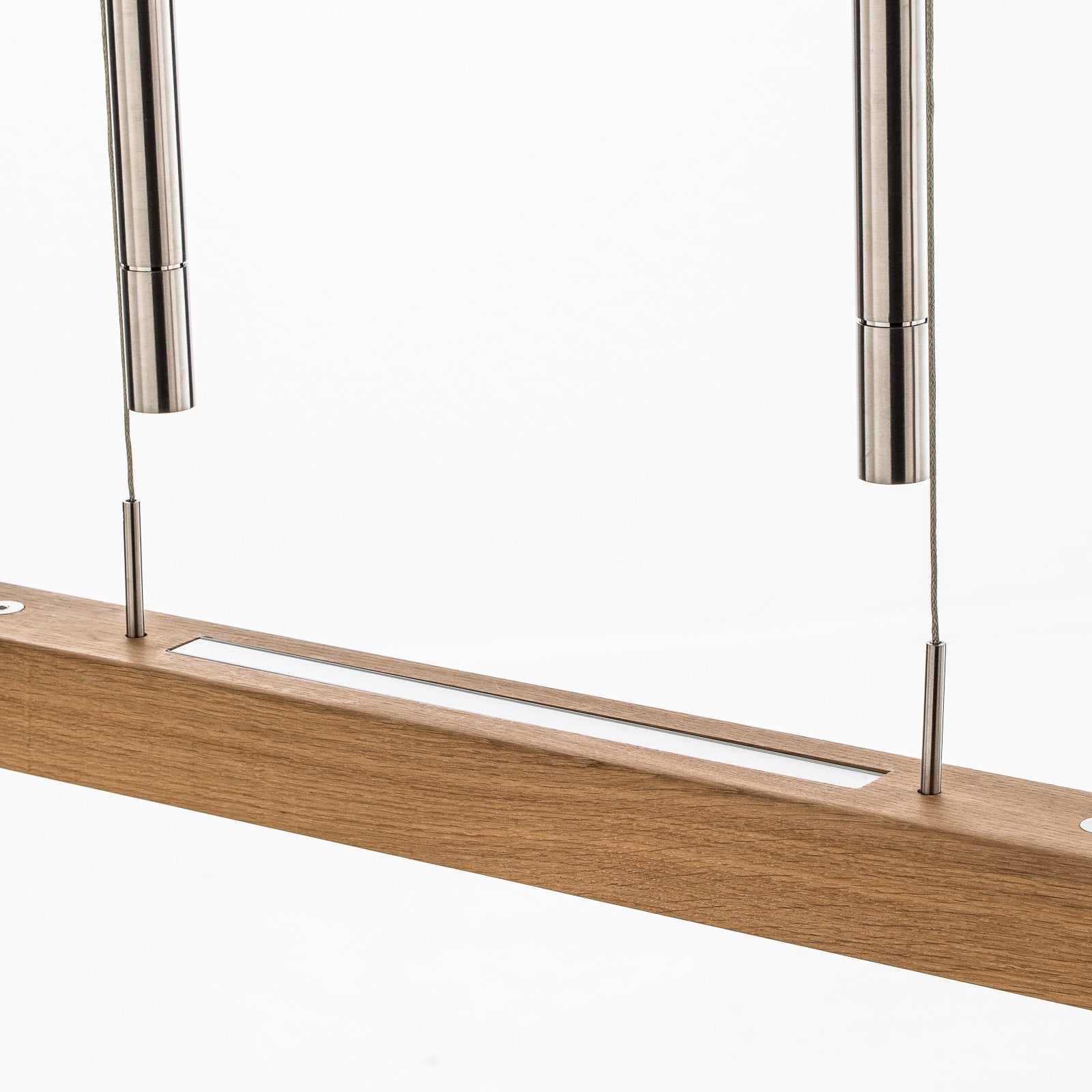 LED pendellampe Leonora opp/ned dimbar massivtre 160 cm eik sideprofil
