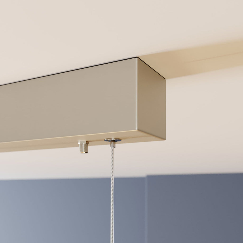 LED pendellampe Lexa eik/matt nikkel 118 cm montert i rom
