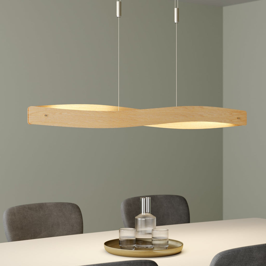LED pendellampe Lian dimbar eik natur 119 cm 34W forfra