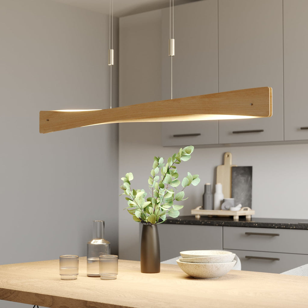 LED pendellampe Lian eik høydejusterbar dimbar 118 cm forfra