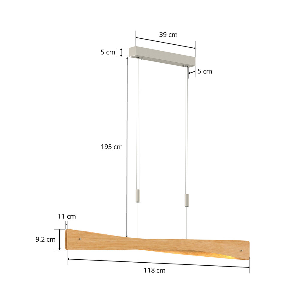 Montering av LED pendellampe Lian eik høydejusterbar dimbar 118 cm