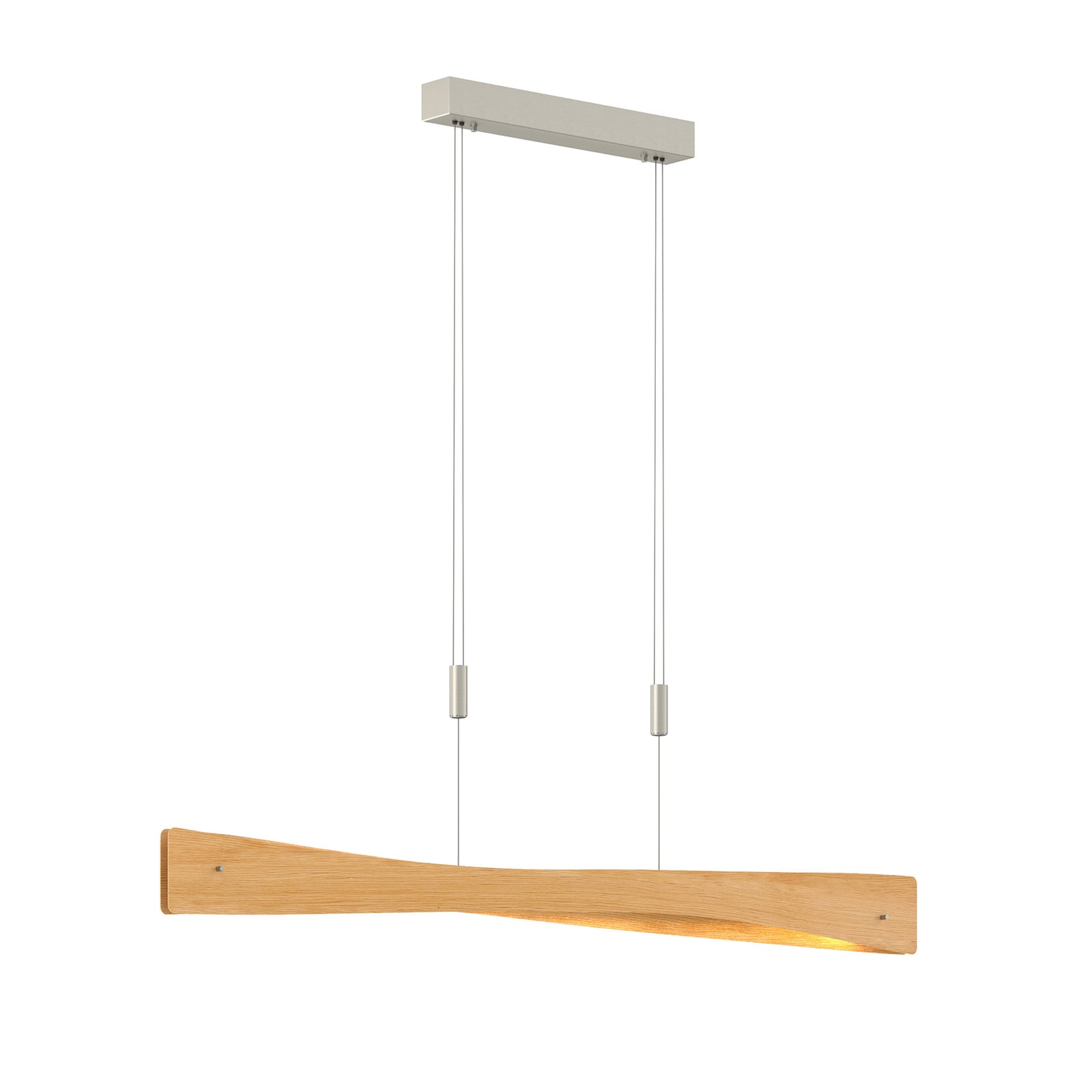 LED pendellampe Lian eik høydejusterbar dimbar 118 cm montert i stue