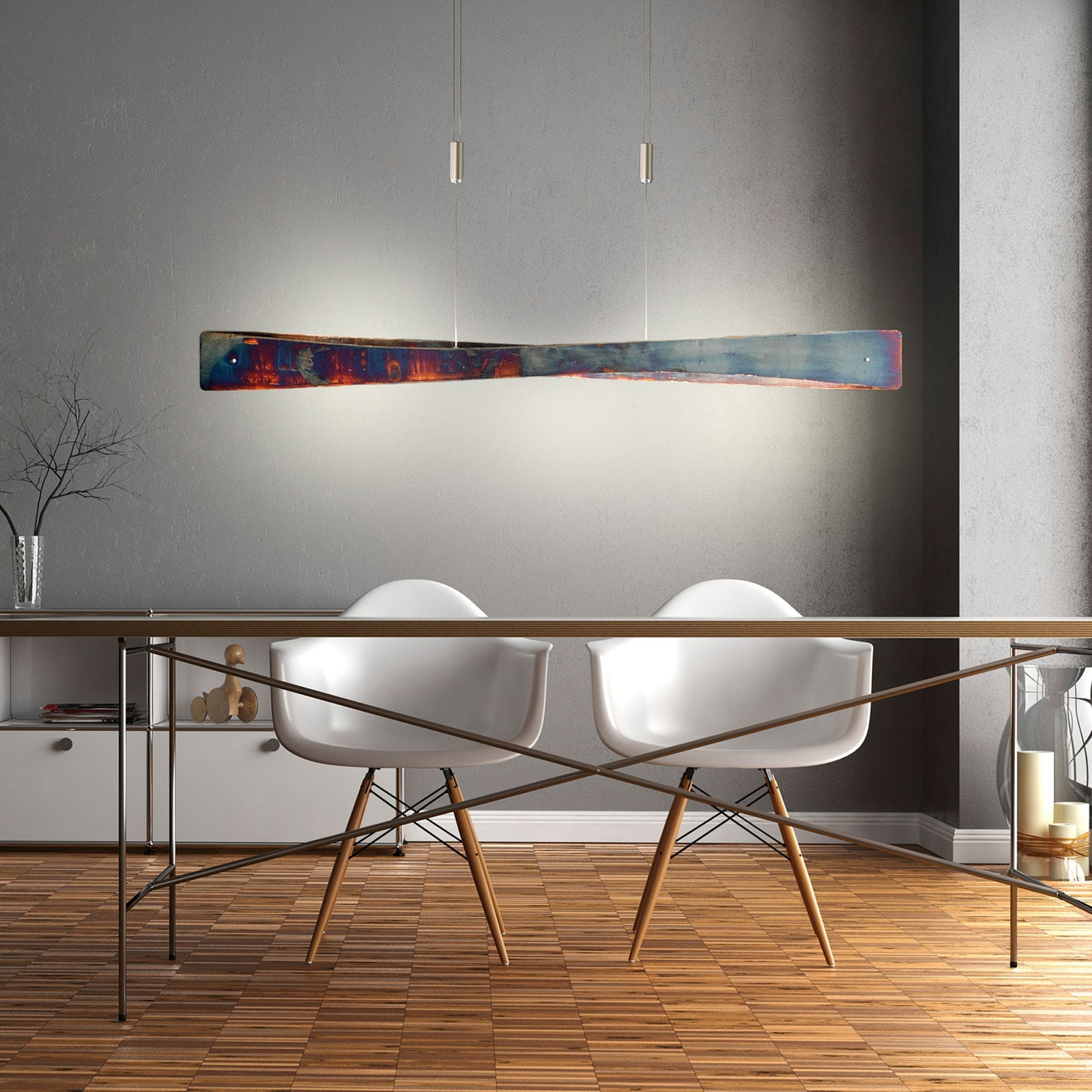 LED pendellampe Lian gull oksidert forfra