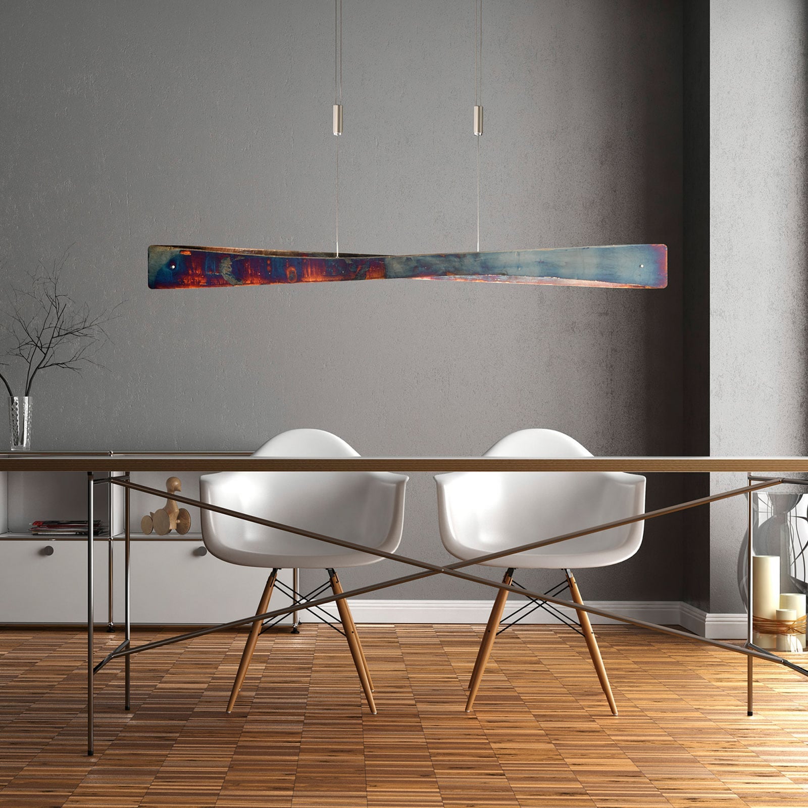 LED pendellampe Lian gull oksidert bakside