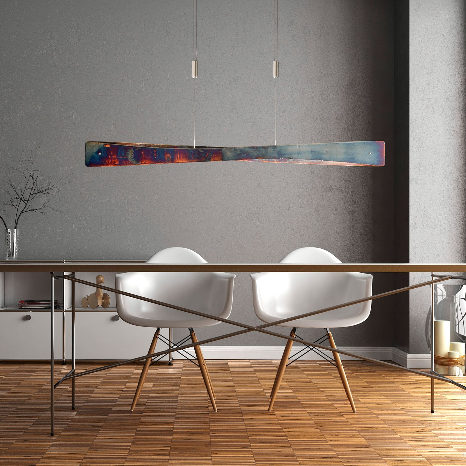 LED pendellampe Lian gull oksidert detalj