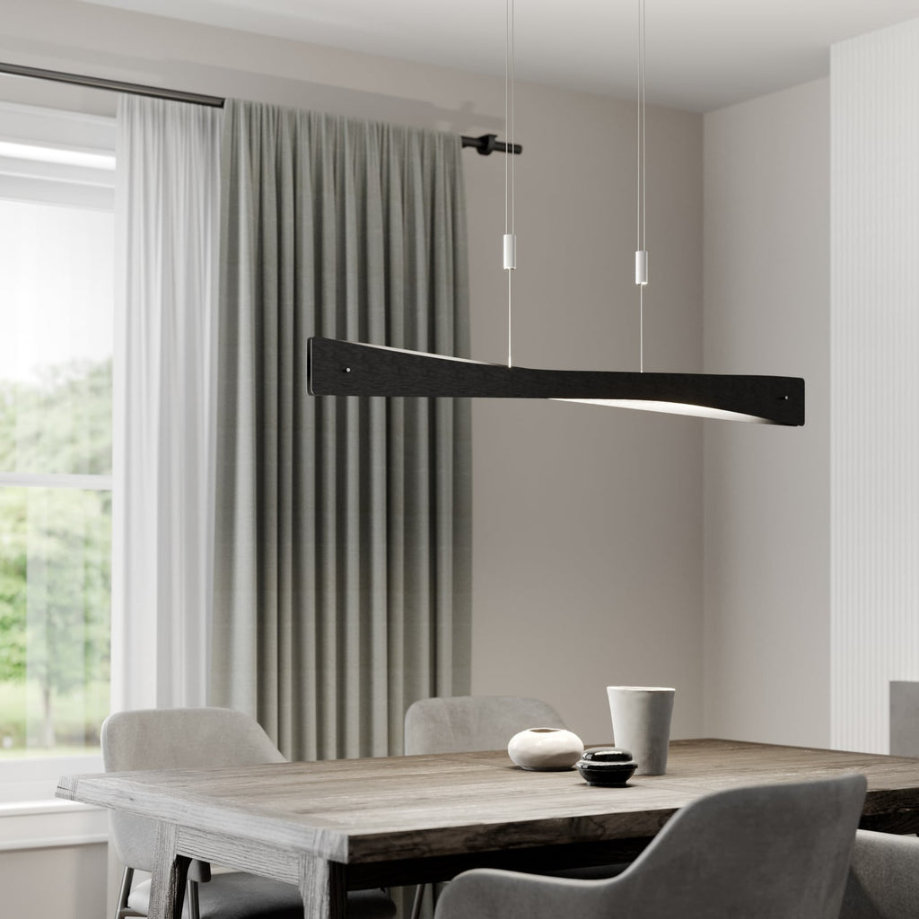 LED pendellampe Lian høydejusterbar dimbar svart/alu 118 cm bakside