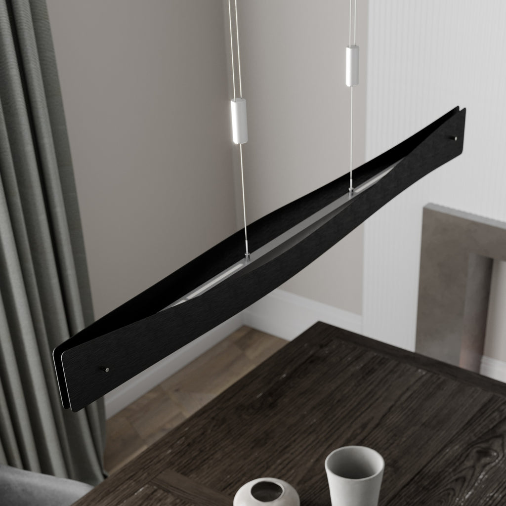 LED pendellampe Lian høydejusterbar dimbar svart/alu 118 cm detalj av armatur