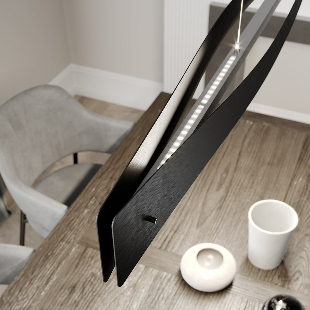 LED pendellampe Lian høydejusterbar dimbar svart/alu 118 cm nærbilde av dimmer