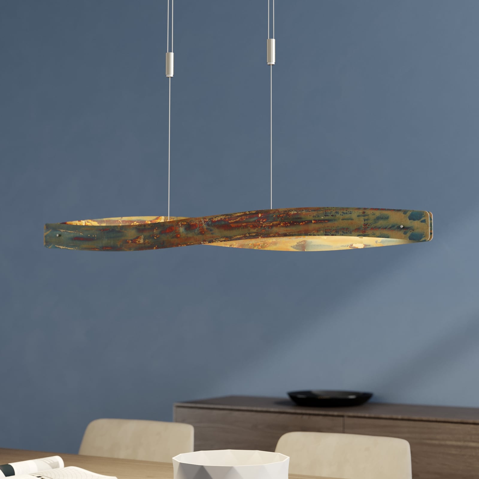 LED pendellampe Lian oksidert aluminium dimbar 119 cm forfra