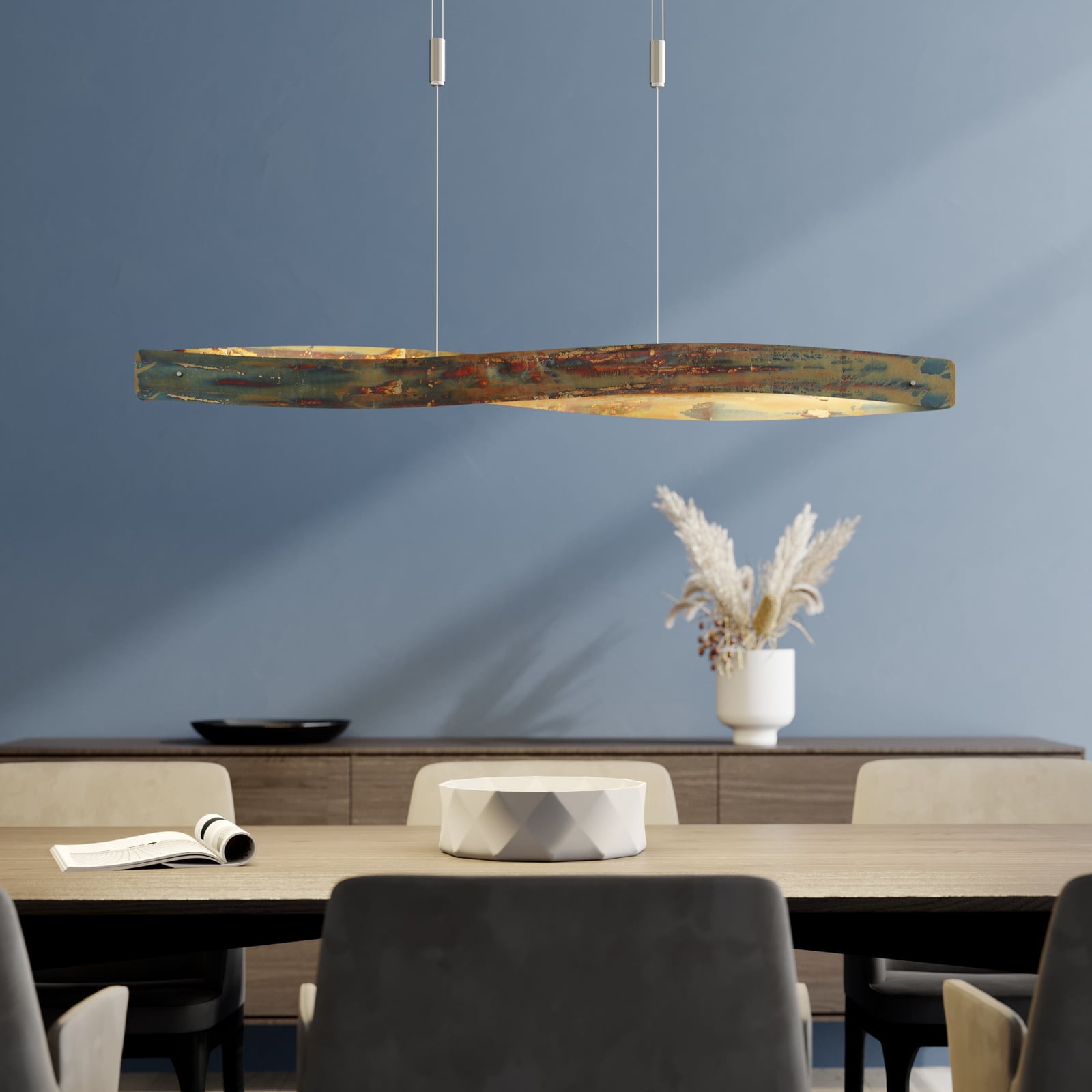 LED pendellampe Lian oksidert aluminium dimbar 119 cm bakside
