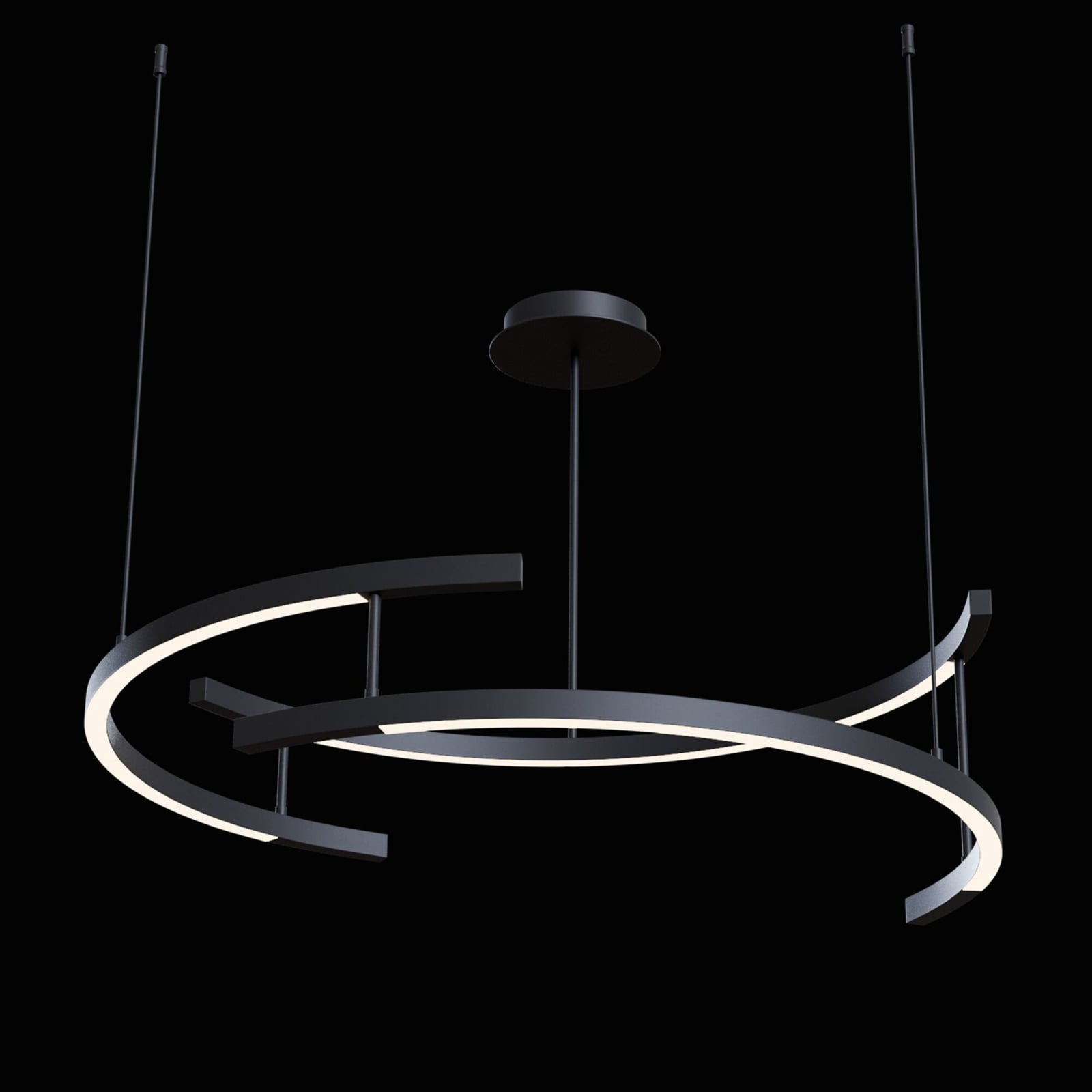 LED pendellampe Line rund svart/hvit Ø83 cm bakside