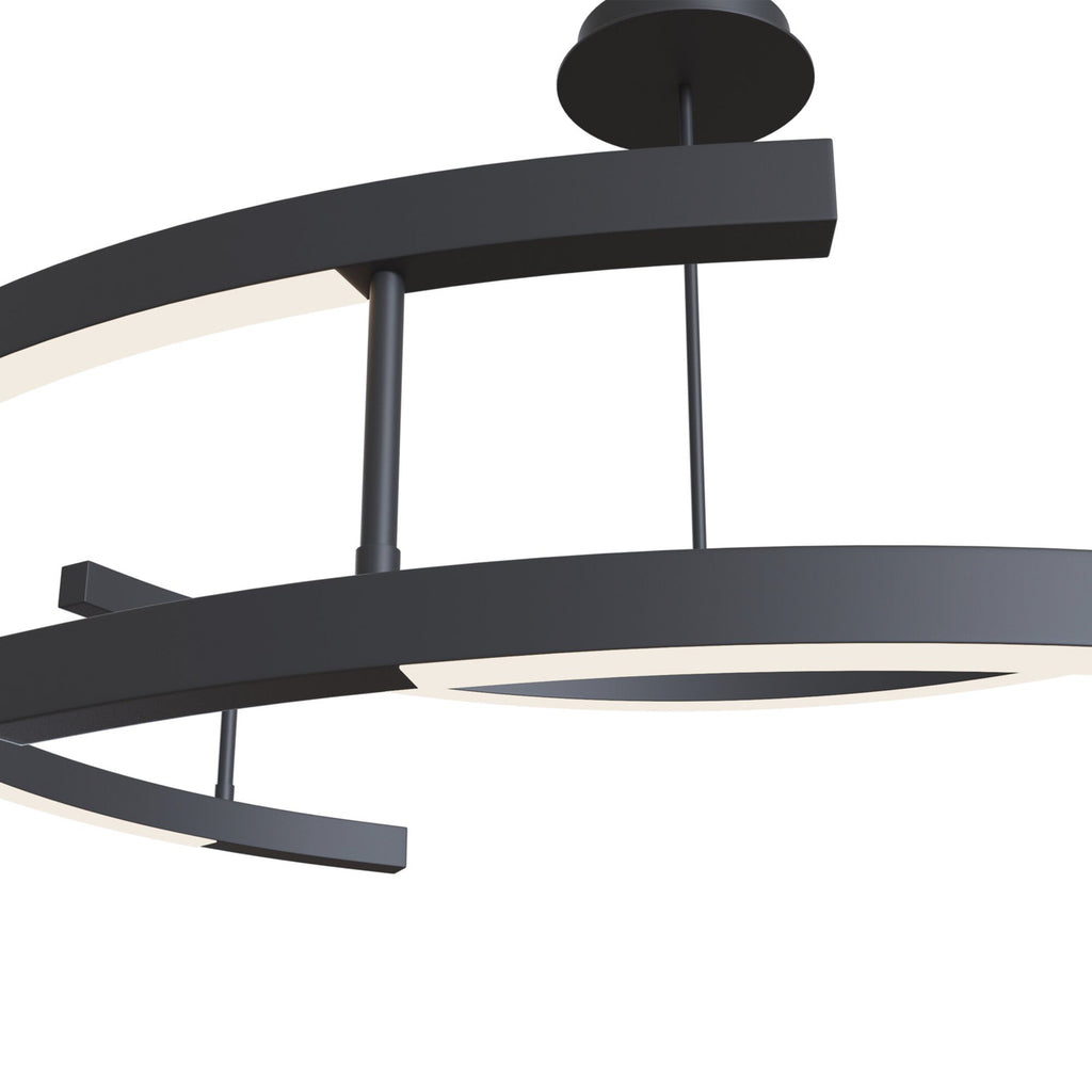 Detalj av LED pendellampe Line rund svart/hvit Ø83 cm