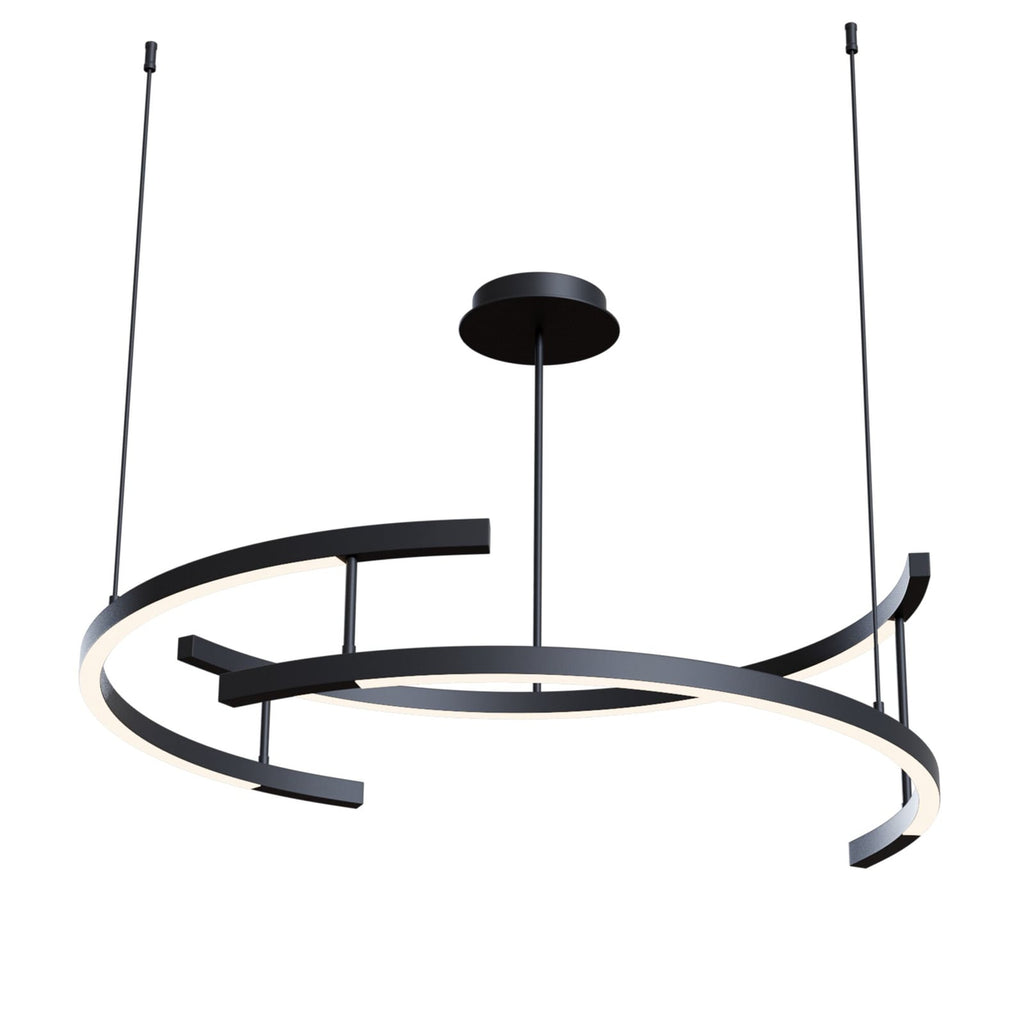 LED pendellampe Line rund svart/hvit Ø83 cm front