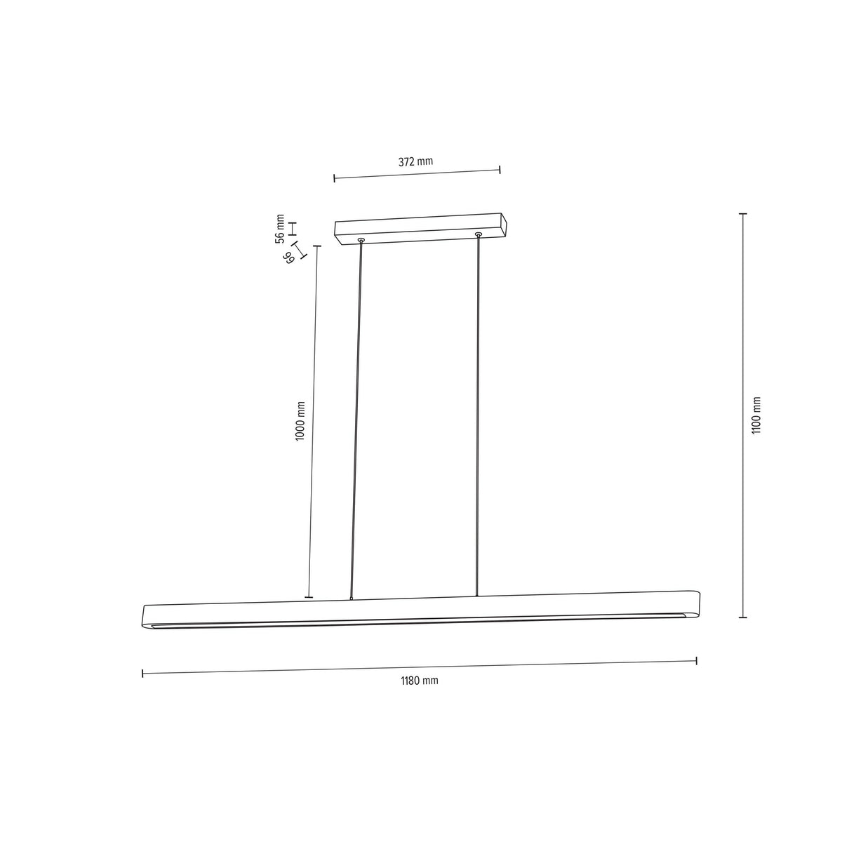 Detalj av LED pendellampe Lineo furu grå 118 cm dimbar
