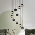 LED pendellampe Lini 10-lys spiral dimbar svart forfra