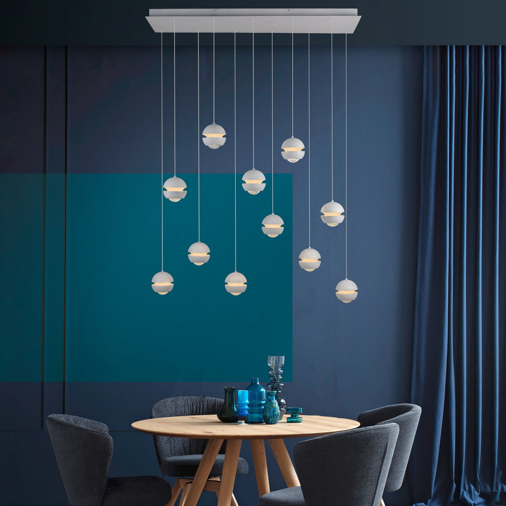 LED pendellampe Lini 11-lys dimbar hvit 114 cm bakside